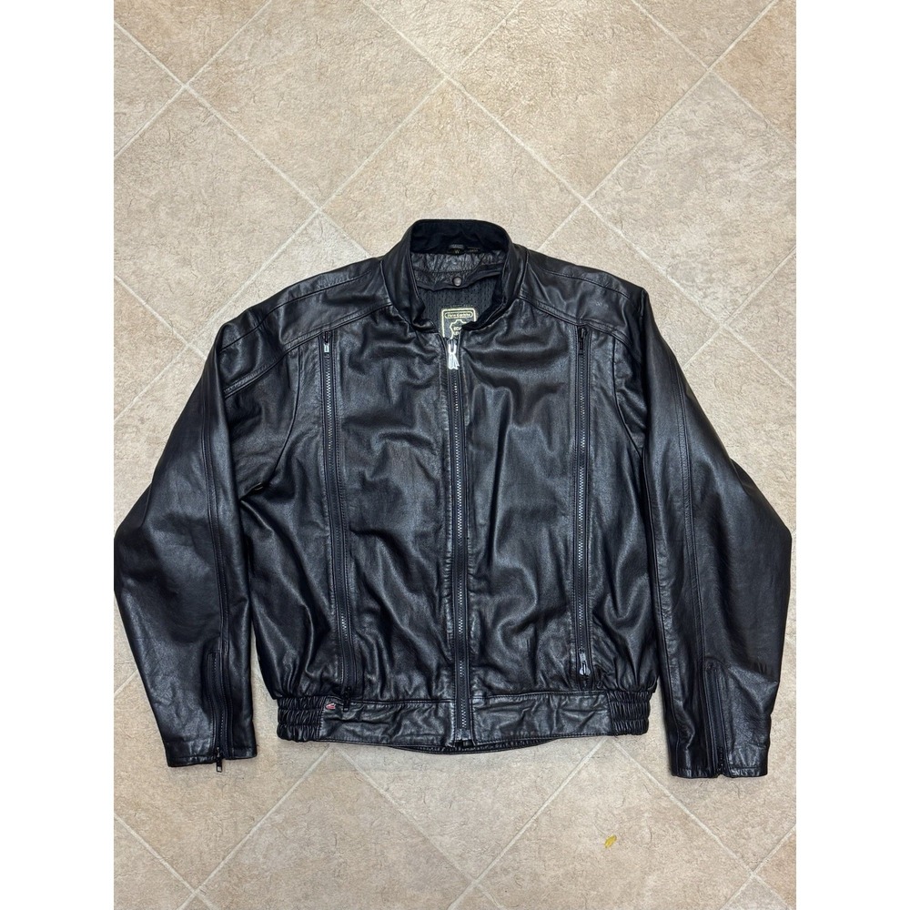 Hein Gericke Black Leather Jacket Size 38 Motorcycle Biker Vented Lined Vintage